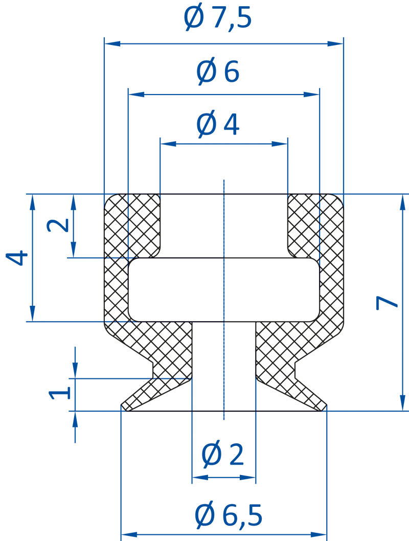 Размеры плоской вакуумной присоски FIPA серии SFU-A  102.006.013